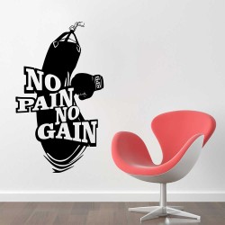 No Pain No Gain Workout Fitness Boxing Gloves Punch Bag สติกเกอร์ติดผนัง / Wall Sticker (WD-1072)